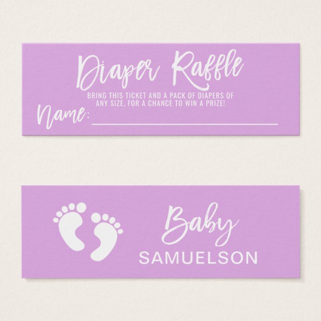 LUIER RAFFEL Ticket LAVENDEL Baby shower Mini Visitekaartjes (Voorkant /achterkant)