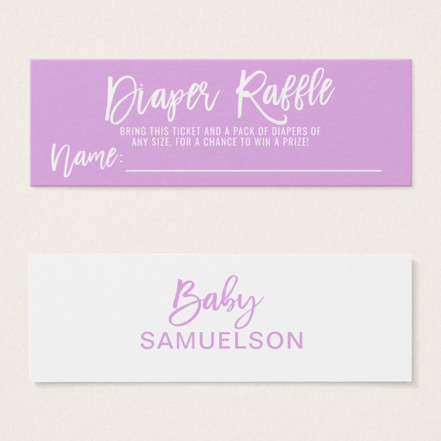 LUIER RAFFEL Ticket LAVENDEL Baby shower Mini Visitekaartjes (Voorkant /achterkant)