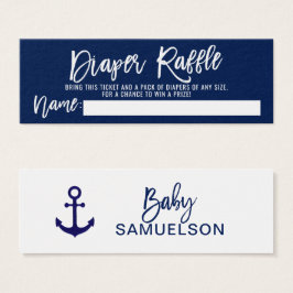 LUIER RAFFEL Ticket Navy Nautisch Baby shower Mini Visitekaartjes