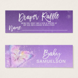 LUIER RAFFEL Ticket Vlinder Paarse Baby shower Mini Visitekaartjes