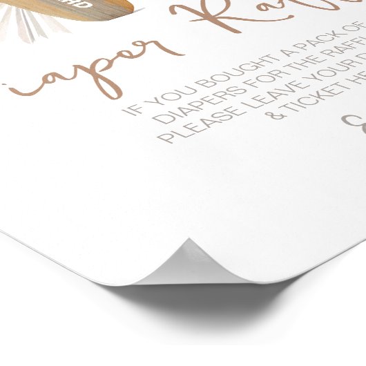 Luier Raffle Baby aan boord Baby shower Sign Poster (Hoek)
