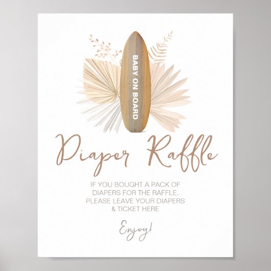 Luier Raffle Baby aan boord Baby shower Sign Poster (Voorkant)