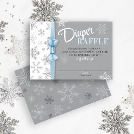 Luier Raffle Baby Boy Blauw Grijs Sneeuwvlok Winte Informatiekaartje