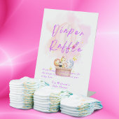 Luier Raffle Baby Dierensafari in Roze Reclamebord Met Voetstuk