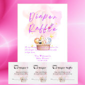 Luier Raffle Baby Dierensafari in Roze Reclamebord Met Voetstuk