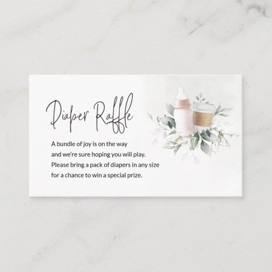 Luier Raffle Baby is het brouwen van koffie roze Informatiekaartje (Voorkant)