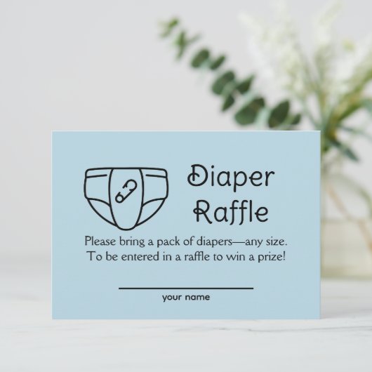 Luier Raffle Baby Jongen Blauwe Shower Enclosure K Kaart (Staand voorkant)