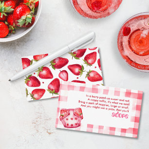 Luier Raffle Baby shower Aardbei Gingham Roze Informatiekaartje