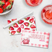 Luier Raffle Baby shower Aardbei Gingham Roze Informatiekaartje