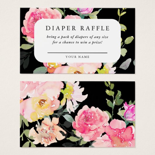 Luier Raffle Baby shower Bloemen Ticket Visitekaartje (Voorkant /achterkant)