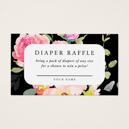 Luier Raffle Baby shower Bloemen Ticket Visitekaartje (Voorkant)