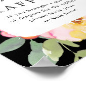 Luier Raffle Baby shower Bloemen Zwart Poster (Hoek)