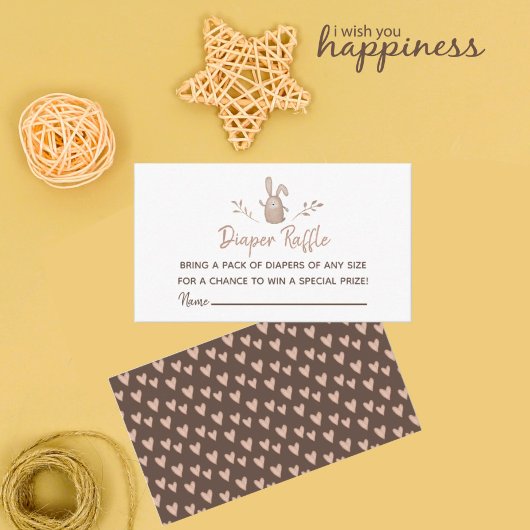 Luier Raffle Baby shower Een klein konijntje Verja Informatiekaartje