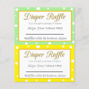 Luier Raffle Baby shower Game Geel en Groen Flyer