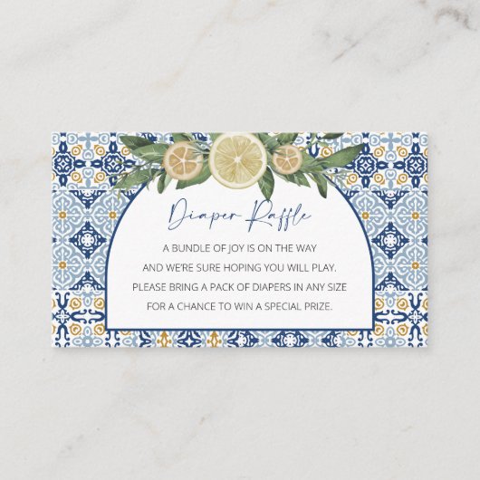 Luier Raffle Baby shower, Italiaans thema Informatiekaartje (Voorkant)