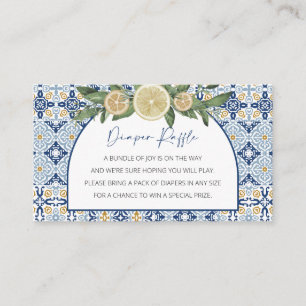 Luier Raffle Baby shower, Italiaans thema Informatiekaartje