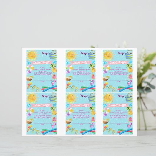 Luier Raffle baby shower kaarten, zwembad baby sho (Staand voorkant)