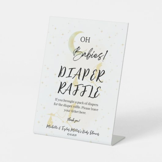 Luier Raffle Baby Shower Pedaaltafelbord Reclamebord Met Voetstuk (Voorkant)