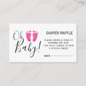 Luier Raffle Baby shower roze voeten Informatiekaartje (Voorkant)