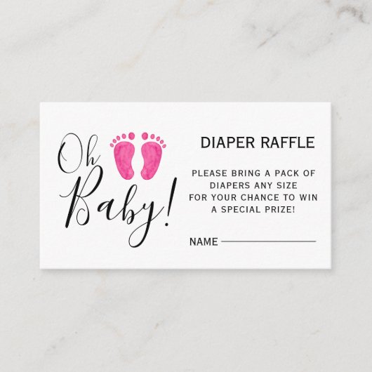 Luier Raffle Baby shower roze voeten Informatiekaartje (Voorkant)