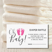 Luier Raffle Baby shower roze voeten Informatiekaartje