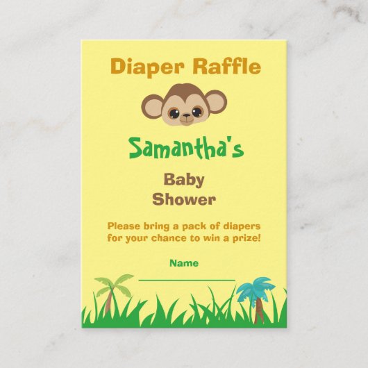 Luier Raffle Baby shower Safari Informatiekaartje (Voorkant)