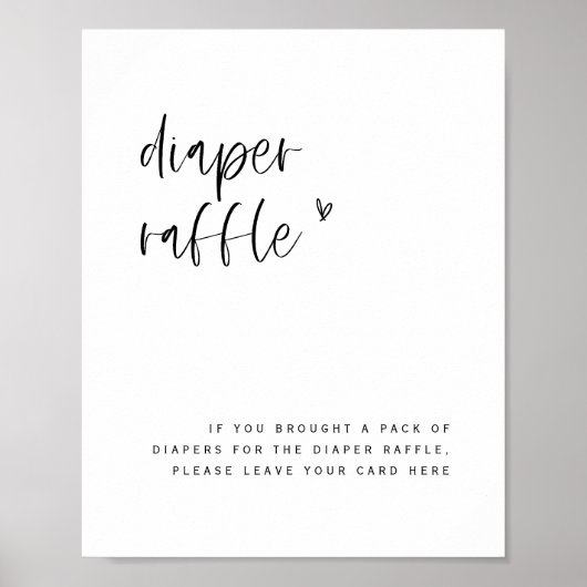 Luier Raffle Baby shower Sign Activiteit Game Poster (Voorkant)
