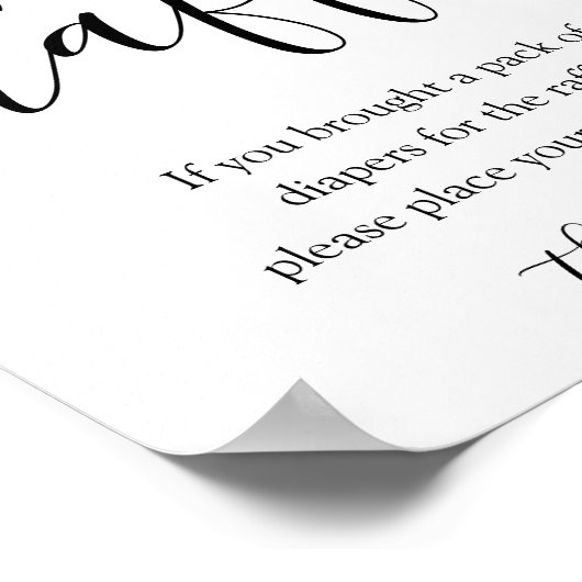 Luier Raffle Baby shower Spelbord Poster (Hoek)