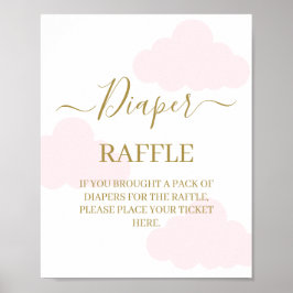 Luier Raffle Baby shower Wolken teken Poster