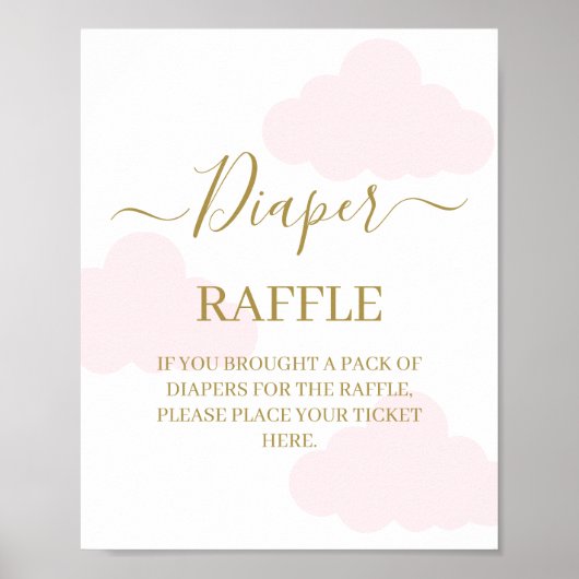 Luier Raffle Baby shower Wolken teken Poster (Voorkant)