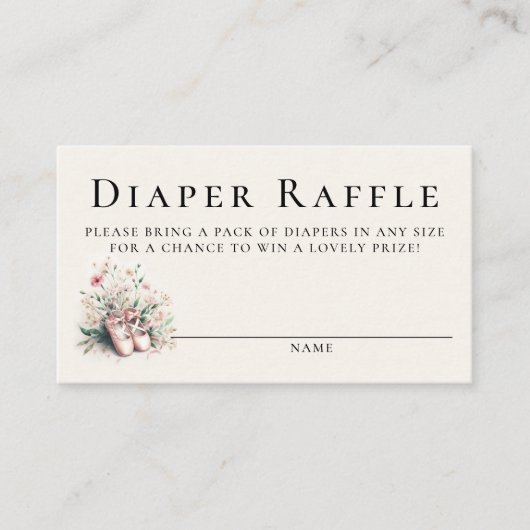 Luier Raffle Ballerina Ballet Girl Baby shower Informatiekaartje (Voorkant)