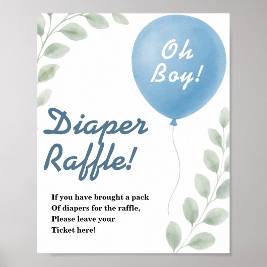 Luier Raffle Balloon Eucalyptus Baby shower SPEL Poster (Voorkant)