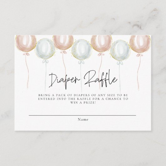 Luier Raffle Balloon Geslacht onthullen Baby showe Informatiekaartje (Voorkant)