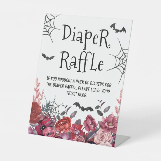 Luier Raffle Bats Halloween Baby shower Reclamebord Met Voetstuk (Voorkant)
