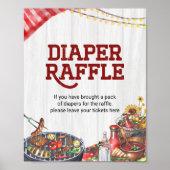 Luier Raffle BBQ Achtertuin Rustiek Baby shower Poster (Voorkant)