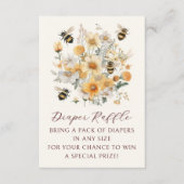Luier Raffle Bee Wildflower Floral Baby shower Informatiekaartje (Voorkant)