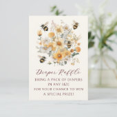 Luier Raffle Bee Wildflower Floral Baby shower Informatiekaartje (Staand voorkant)