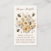 Luier Raffle Bee Wildflower Floral Baby shower Informatiekaartje (Voorkant)