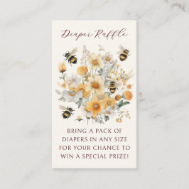 Luier Raffle Bee Wildflower Floral Baby shower Informatiekaartje