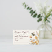Luier Raffle Bee Wildflower Floral Baby shower Informatiekaartje (Staand voorkant)