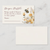Luier Raffle Bee Wildflower Floral Baby shower Informatiekaartje (Voorkant / Achterkant)