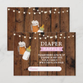 Luier Raffle Beer Baby shower Meisje Brewing Pink Informatiekaartje (Voorkant / Achterkant)