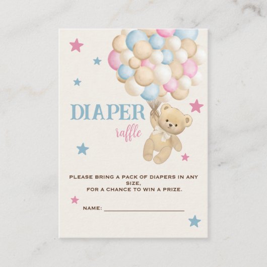 Luier Raffle Beige Roze Blauw Modern Schattige Informatiekaartje (Voorkant)