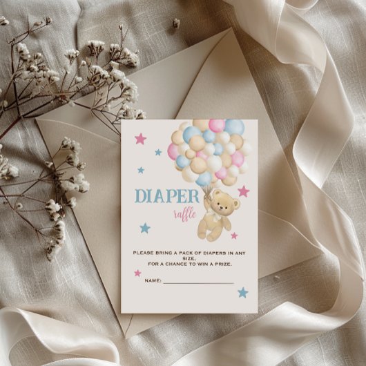 Luier Raffle Beige Roze Blauw Modern Schattige Informatiekaartje