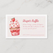 Luier Raffle Berry Sweet Pink Cupcake Hearts Informatiekaartje (Voorkant)