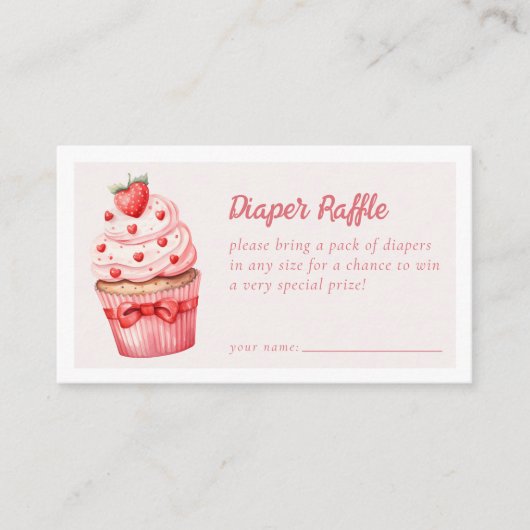 Luier Raffle Berry Sweet Pink Cupcake Hearts Informatiekaartje (Voorkant)