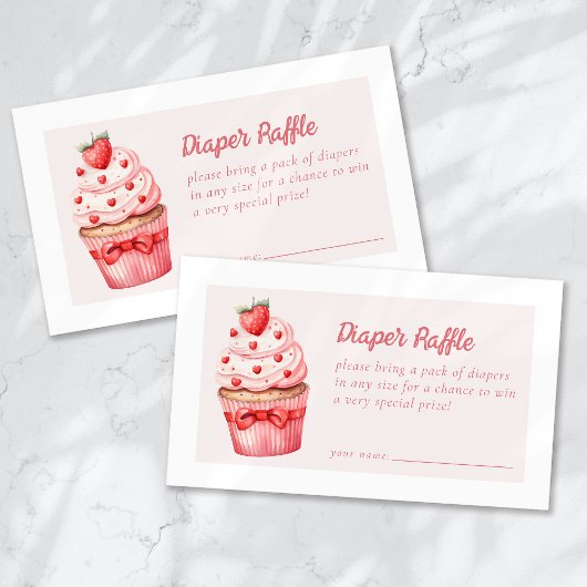 Luier Raffle Berry Sweet Pink Cupcake Hearts Informatiekaartje