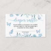 Luier Raffle Blauw Bloemen Baby shower Informatiekaartje (Voorkant)