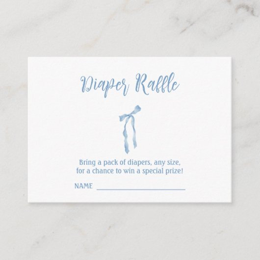 Luier Raffle blauw boeg baby shower behuizing kaar Informatiekaartje (Voorkant)