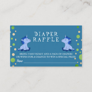 Luier Raffle Blauw Eenhoorn Twins Jongen Baby show Informatiekaartje
